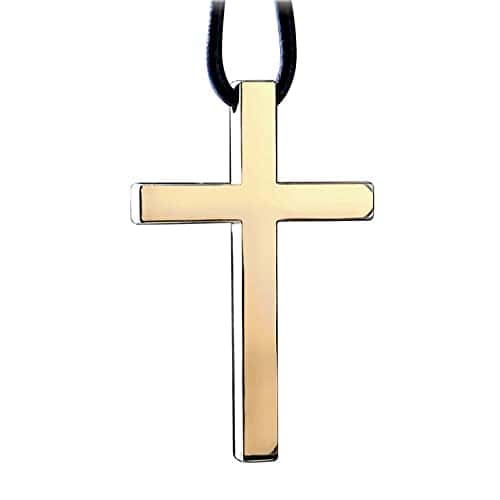 kingsend Auto Ornamentz Intercession Car Rear View Mirror Rosary Car Decorations Traveler Gifts Visor Clip Friends Present Metal Prayer Cross Rosary Ornaments (Gold), 5.5x3.5in