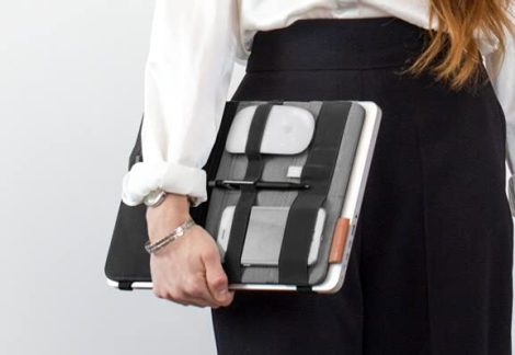 Dark Beblau FOLD Portable Organizer attaches to your devices for home, office, and school needs. Ideal computer accessory and birthday present.