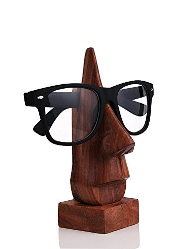 WhopperIndia Wooden Eyeglass Spectacle Holder Handmade Nose Shaped Stand for Office Desk Home Decor Gifts