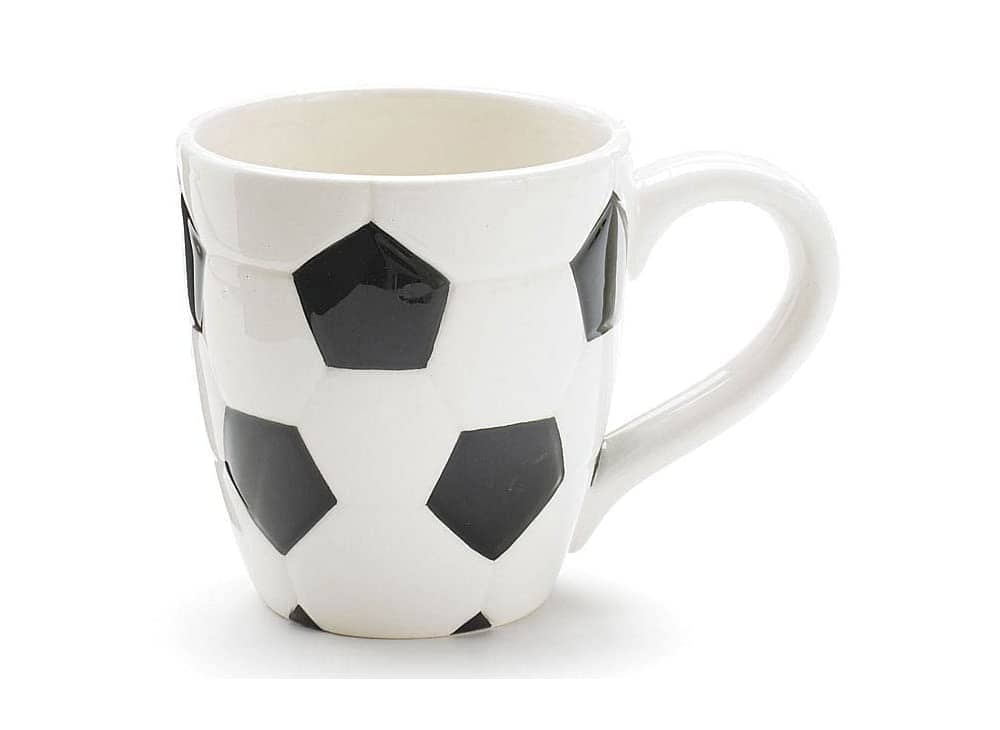 Ceramic Soccer Ball Design Sports Coffee Tea Mug with Handle Great Gift Idea for Coaches, Soccer Fans, Soccer Players - Black/White, 15 Oz