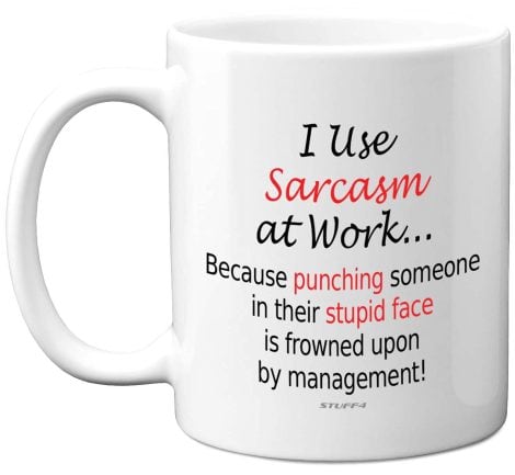 Hilarious Mugs for Guys Gals – I Employ Sarcasm at the Office – Unique Desk Mugs, Coworker Gifts.