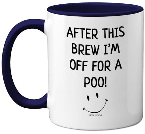 Funny novelty gift for men: “Brew & Poo Mug” – Perfect Secret Santa or birthday gift!