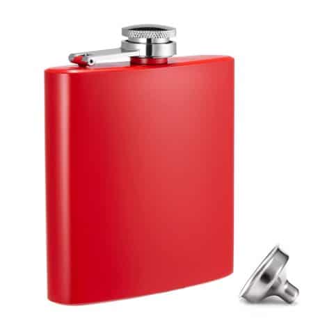 Red Hillside-Kit Stainless Steel 6oz Hip Flask Pocket Alcohol Flask with Leak-proof Funnel Set.