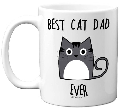 Top Cat Dad Mug, 11oz High-Quality Dishwasher-Safe Ceramic, Perfect Gift for Car Lovers, Cat Dads, and Men. Amusing and Cute!