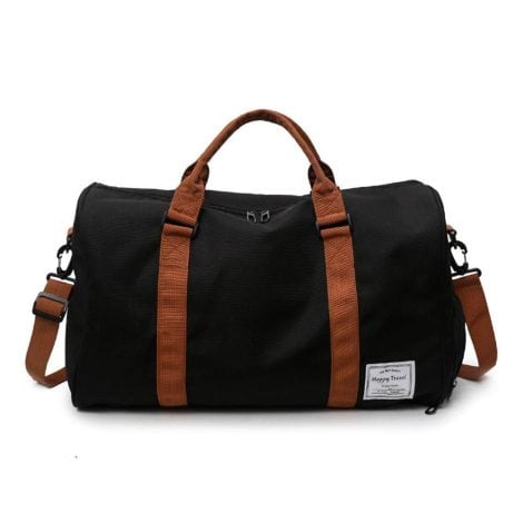 MOLLYGAN Big Duffel Bag for Gym, Travel, and Sports with Shoe Compartment – Black for Men and Women.