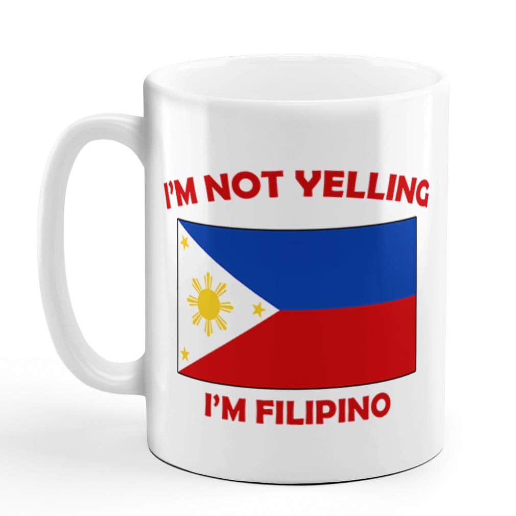 Speedy Pros I'M Not Yelling I Am Filipino Philippines Filipinos Ceramic Coffee Tea Mug Cup Holiday Christmas Hanukkah Gift For Men & Women