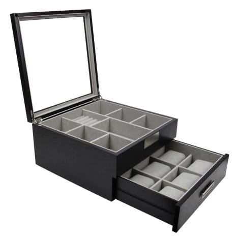 Handcrafted Black Wood Organizer for Men: The Ultimate Ties, Watch, and Jewelry Box (Ideal for Busy Men)