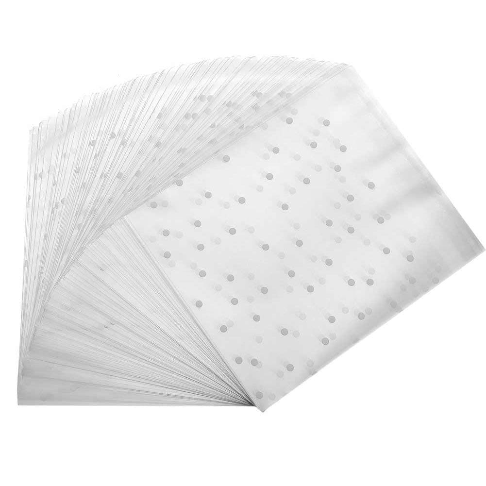 200 PCS White Cookie Bags, Clear Self Adhesive Polka Dot Plastic Gift Cookie Treat Biscuit Bakery Bags Frosted Party Favor Candy Bags for Chocolate Gift Food Soap Party Faver Supplies