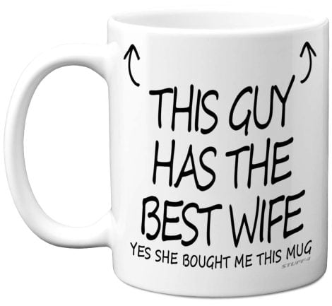 This charming 11oz Stuff4 mug, made in the UK, is perfect for celebrating anniversaries, birthdays, and more.