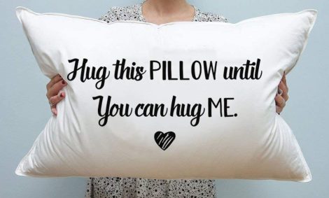 Boston Creative Company’s “Hug Me Until You Can Hug Me” Pillow – Perfect for Long-Distance Relationships!