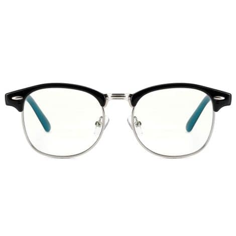 Cyxus Gaming Glasses block blue light, protect eyes, reduce fatigue. Stylish for men and women. Clear lenses. (10-Black Blue 8056)