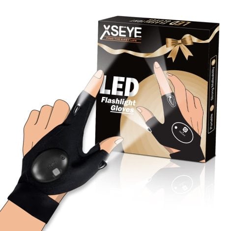 XSEYE LED Flashlight Gloves: Perfect Valentine’s Day gift for him. Cool tools for night repairing, fishing, and running.