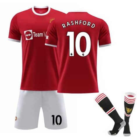 Gift your child a Ronaldo soccer jersey set in the 2021/22 style with training tees and shorts.