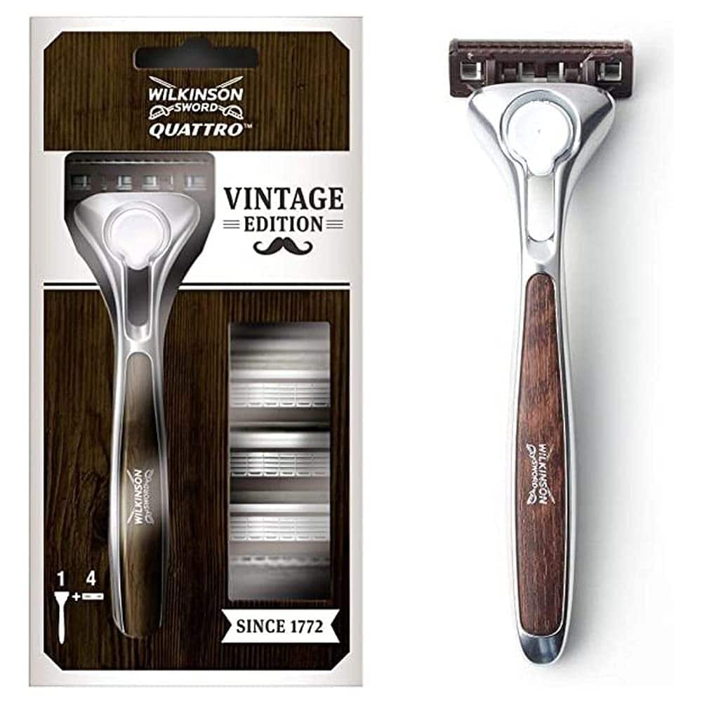 Wilkinson Sword Quattro Vintage Edition Men's Razor with 5 Blades