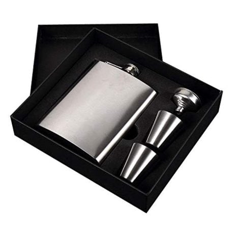 Beauenty Portable Stainless Steel Flask Set – Includes Flask, Funnel, and Screw Cap. Perfect Gift for Men.