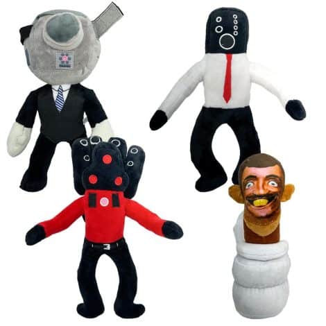 Funny Horror Game-inspired Skibidi Plush Toy Set, featuring Toilet and Speaker Man; Perfect for Gamers, Kids, and Collectors! (4 pieces)