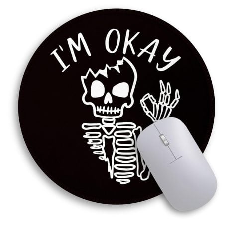 Humorous Skeleton Mouse Pad, Adorable Skull Desk Mat, Compact Wireless Gaming Mousepad, Gothic Mini Mouse Mat.