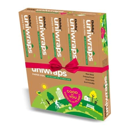 Oddy Uniwraps Foil Food Wrap, Health Gift Pack for All Occasions, Family Safety & Healthy Wrapping. 5 Rolls, 278MM x 16M.