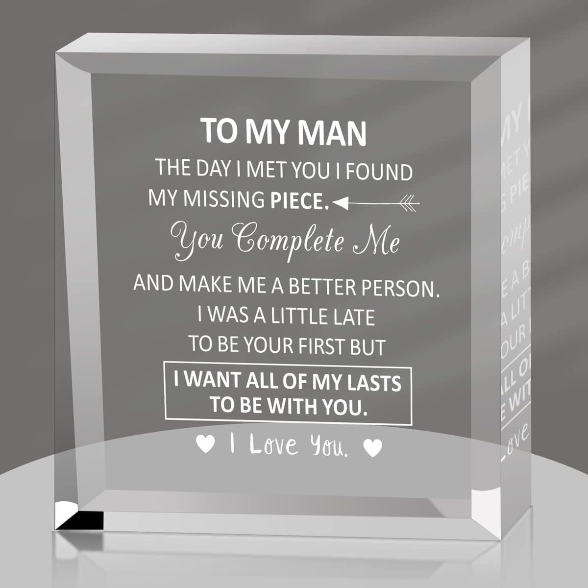 Raddimelo Birthday Gifts for Boyfriend Men Husband to My Man Acrylic Paperweight Christmas Valentines Day Gifts for Him Fiance Groom Engagement Wedding Anniversary Male I Love You Keepsake Father's Day Present