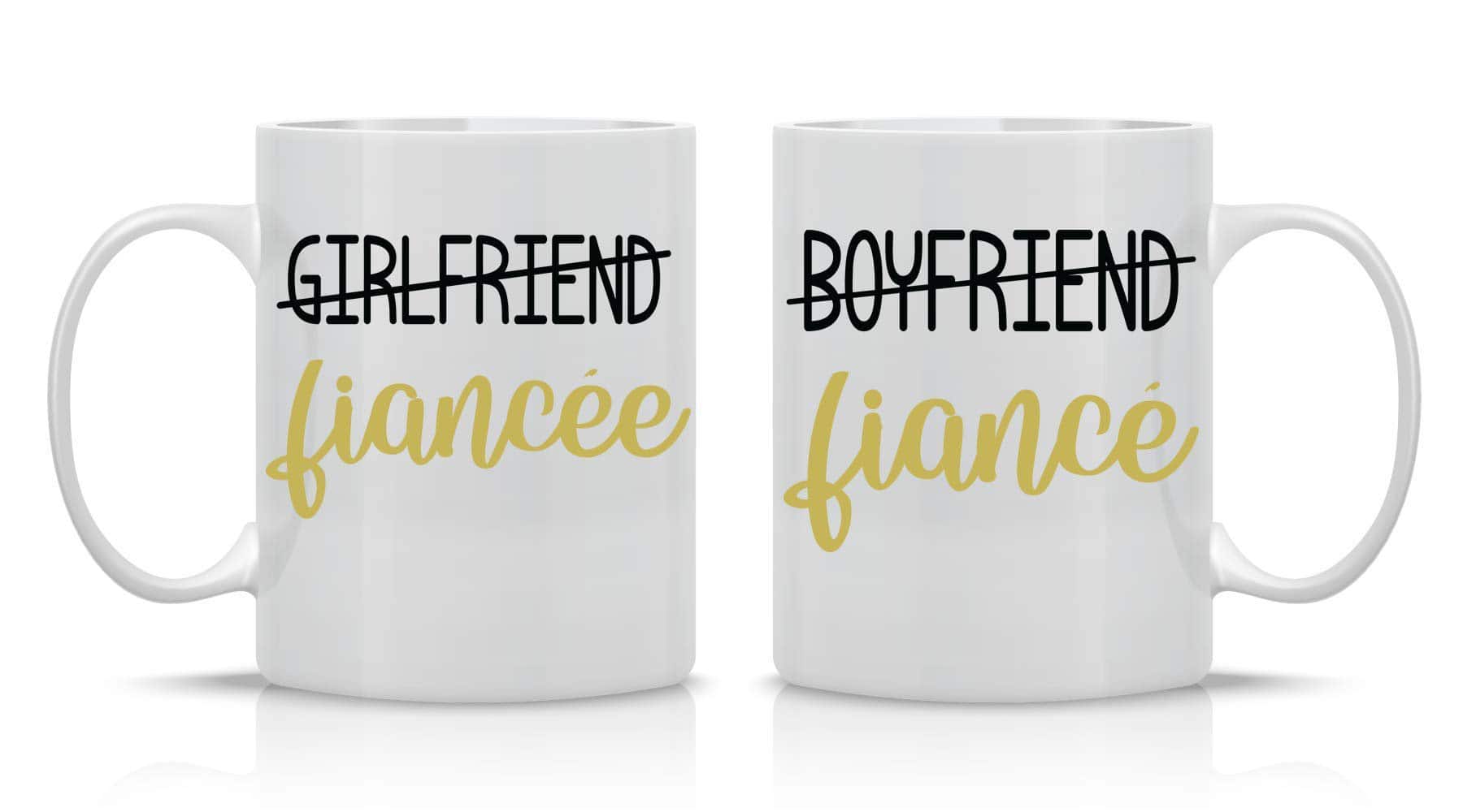 CBTwear Boyfriend/Fiance - Girlfriend/Fiancee - 11oz White Ceramic Coffee Mug Couples Sets - Funny His & Her Gifts - Bridal Shower or Bachelorette Party Gift - Wedding or Engagement Ideas