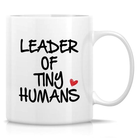 Hilarious Mug for Leading Small Humans – 11 Oz Coffee Cup with Sarcasm, Motivation, and Inspiration. Perfect for moms, babysitters, and teachers! Ideal Mother’s Day gift.