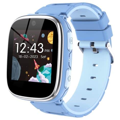 This is a smartwatch for kids aged 4-12, with games, camera, music, and more. Perfect birthday gift!