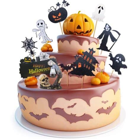 Halloween Cake Toppers – 25 spooktacular cupcake picks to decorate your haunted house-themed treats for Halloween.