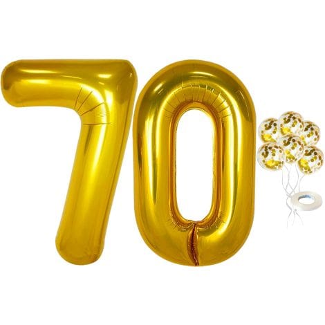 Gold Confetti Balloons – Large, Pack of 7 | Decorate your 70th birthday, anniversary, or home with style.