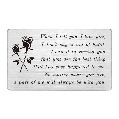 Engraved Wallet Reminder, Sentimental Card for Boyfriend or Husband, Love Note Insert, Perfect for Anniversaries, Relationships, Distance.