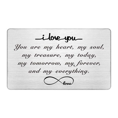 FALOGIJE Engraved Wallet Card: Eternal Love Insert, Anniversary or Valentine’s Gift for Him or Her.