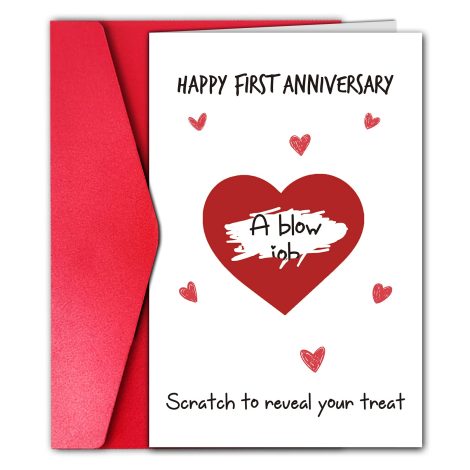 GYYsweetus Scratch First Anniversary Card for Men, Funny Surprise for Boyfriend or Husband. 20.5×13.5 cm.