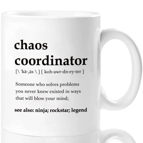 Chaos Manager Mug – Perfect gift for boss, coworker or teacher. Ideal for birthdays, Christmas or Boss Day.