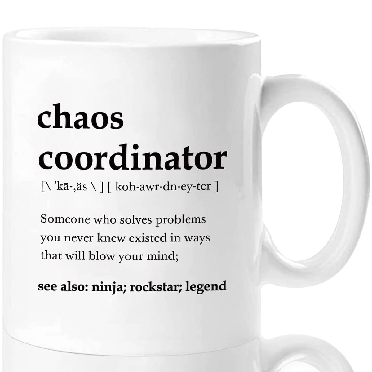 Shqiueos Chaos Coordinator Mug Gift, Boss Gifts for Women Men, Leader Gift, Birthday Gifts for Boss Lady, Mom, Coworker, Manager, Teacher Appreciation, Boss Day Gift Christmas Coffee Mug(White,11Oz)