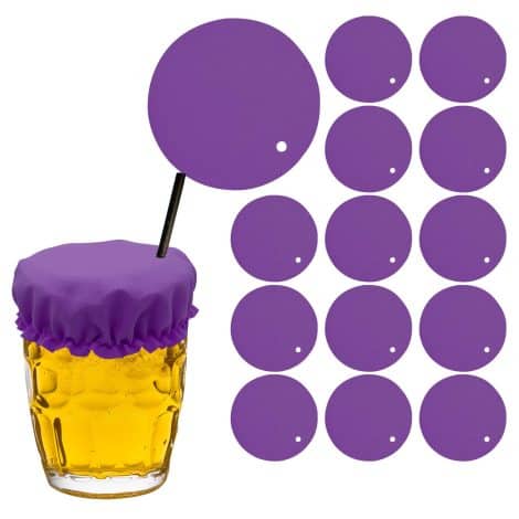 Purple Yordearly Drink Cover Scrunchie: 10 Alcohol Protection Packs, Straw Hole, Ideal for Women and Men.