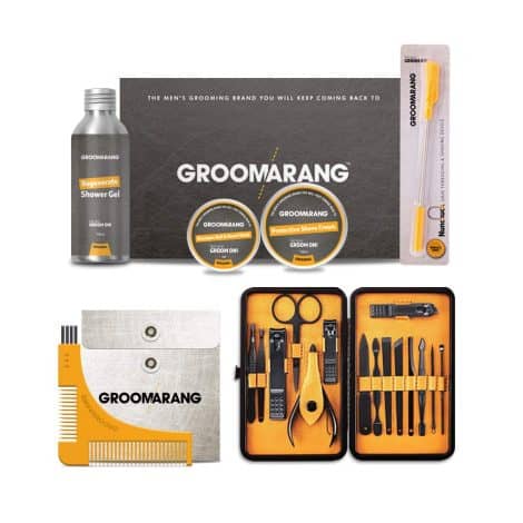 Groomarang 20-piece Men’s Grooming Kit | Ultimate Gift Set with Beard Comb, Manicure Set, Shaving Cream and More!