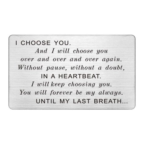 Engraved Wallet Card Insert for Men – A Romantic Gift for the Husband, Perfect for Fathers Day.