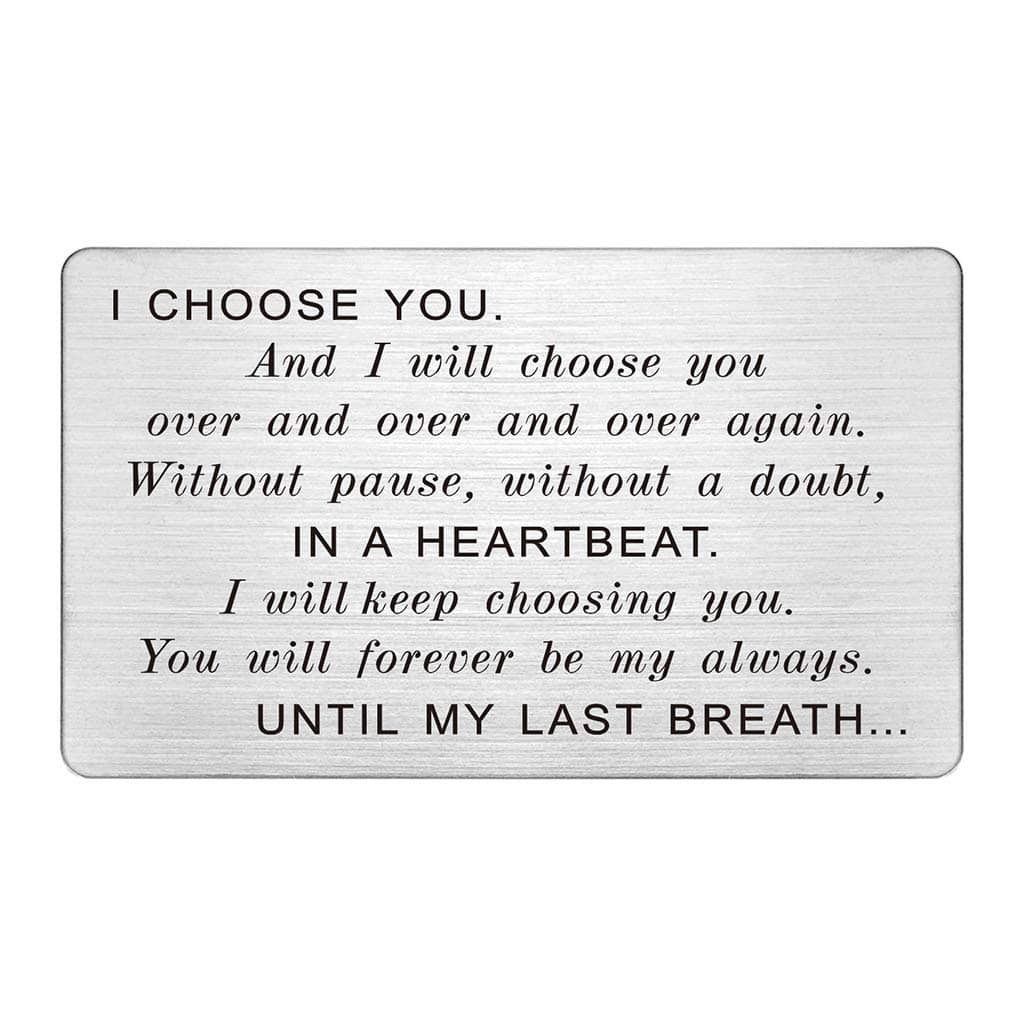 FALOGIJE Engraved Wallet Card Insert Men, Anniversary Card Gifts for Husband, I Choose You, Gifts for Husband from Wife, Groom's Gifts for Men, Romantic Gifts for Him, Fathers Day