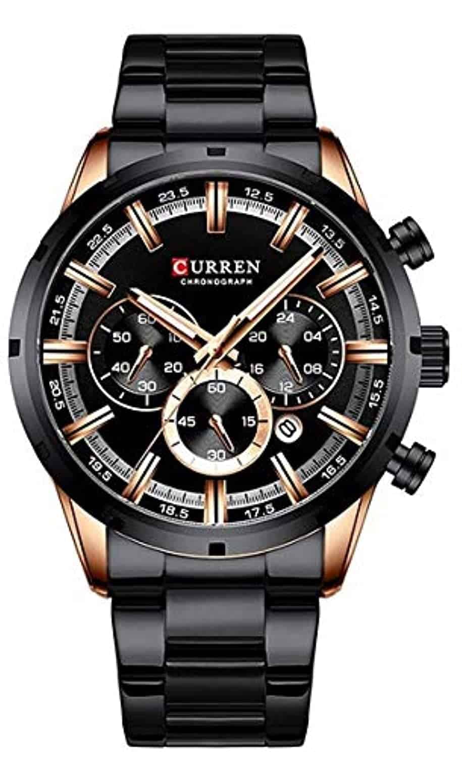 Anself CURREN 8355M Men Quartz Watch Stainless Steel Band Fashion Multifunction Wristwatch 3ATM Luminous Display Chronograph Calendar Date Watches