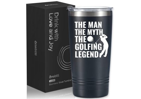 Onebttl Golf Lover’s 20oz Tumbler – Perfect Gifts for Golf Dad, Fathers Day and Birthdays – Black Edition