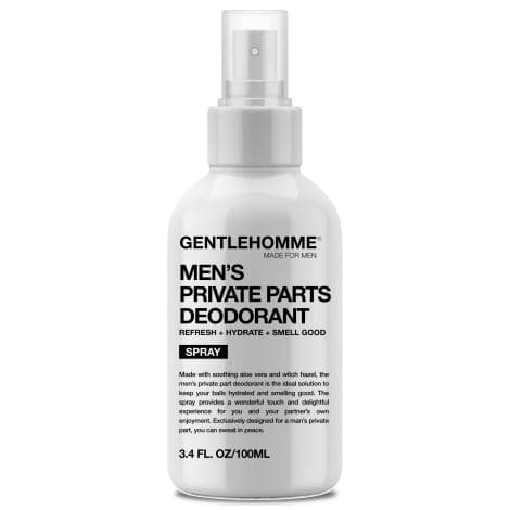 Men’s Deodorizing Spray for intimate areas, keeps skin fresh and moisturized, soothing and preventing discomfort – 4oz.