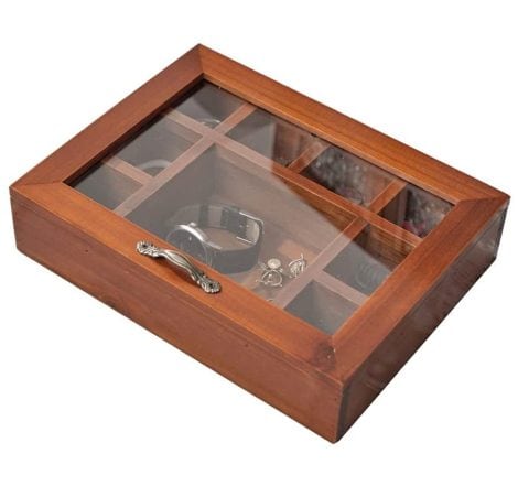 Nnewvante Wood Jewelry Box – Jewelry Holder – Organizer for Necklaces, Earrings, Rings & Bracelets – Unisex