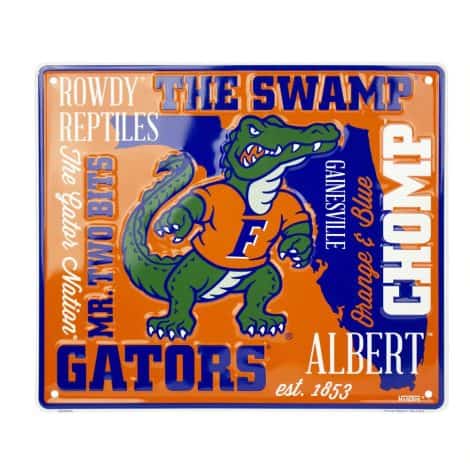 Florida Gators Metal Wall Art, 14×12 inches. Perfect for Gator football fans, dorm rooms, and man caves.