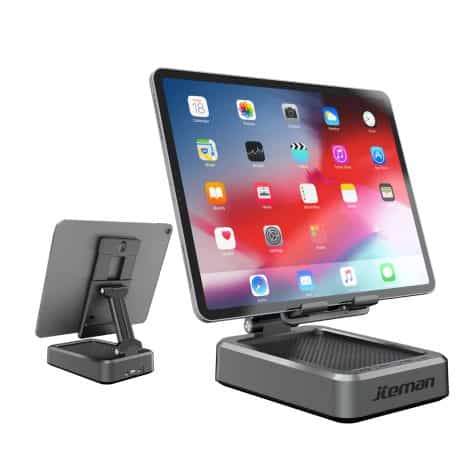 Wireless Bluetooth Speaker Tablet Stand: Adjustable, compatible with phones and tablets (4.0-12.9”). Perfect gift for men or women!