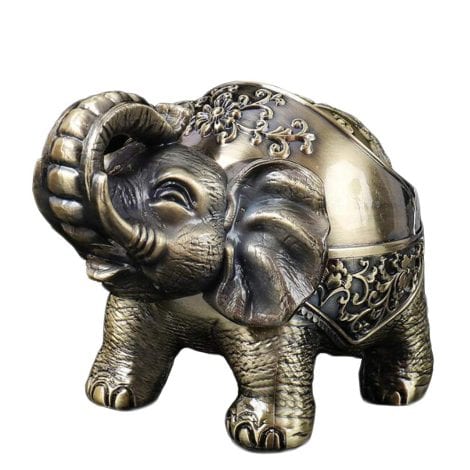 Bronze Elephant Ashtray: Stylish Men’s Gift, Decorative Ornament with Lid for Vintage Craft Lovers.