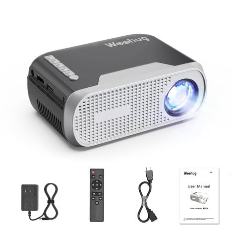 Compact iPhone Projector, Woohug Portable Projector for Kids, Outdoor Movie Projector, HD Home Theater. HDMI, USB compatible.