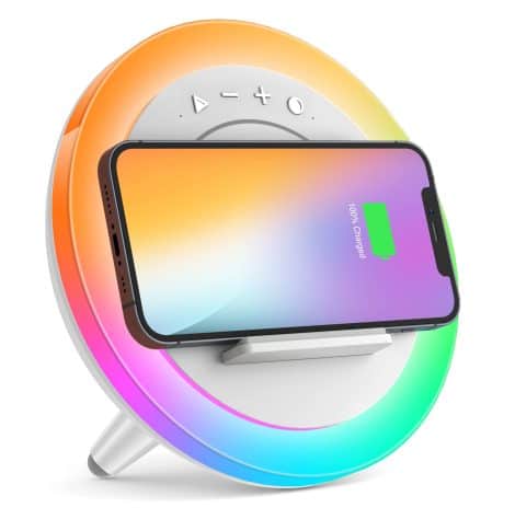 SIDVAR Bluetooth Speaker Night Lights,Wireless Charging Modern Speaker,Ultimate Birthday Gift for Bedroom/Teenagers,Use Original 5W Wireless Charger.