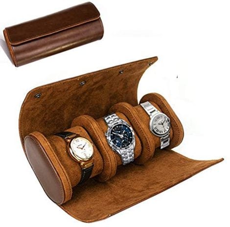 Premium PU Leather Watch Roll Travel Case for Home Storage, Travel, and Display. Perfect for Men and Women.