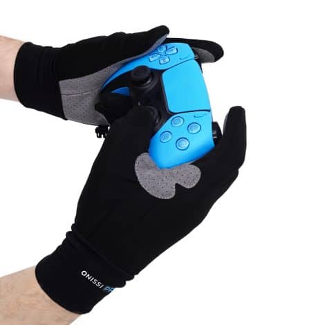 Sweat-proof, Full Finger Gaming Gloves for Gamers with Moist Hands. Suitable for Consoles, PC, and Sim Racing.