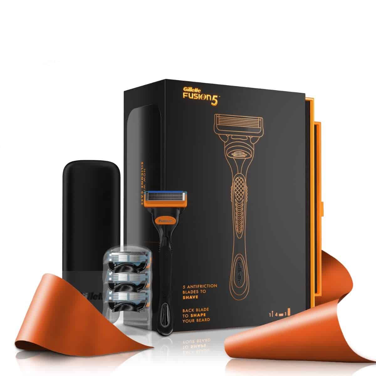 Gillette Fusion Premium Gift Set for Men | 1 Gillette Fusion Manual Handle, 4 Gillette Fusion Cartridges, 1 Travel Case