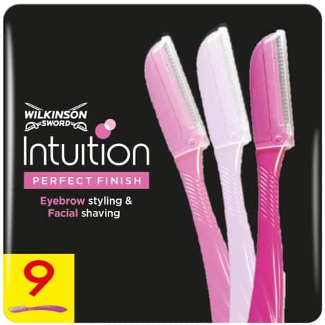 Wilkinson Sword Eyebrow Razor: Easy facial hair remover and exfoliating dermaplanning tool for women and men (9-pack).